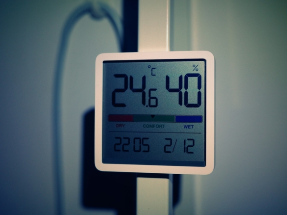 a digital thermometer on a door handle